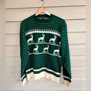 Vintage 60s 3rd Rail Drummond Holiday sweater green fair isle reindeer sz L EUC